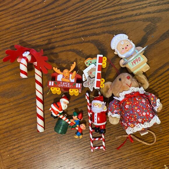 Ornament Bundle Lot Candy Cane Avon Mouse Gingerbread 1990 Elves Santa SeeSaw - Picture 1 of 10